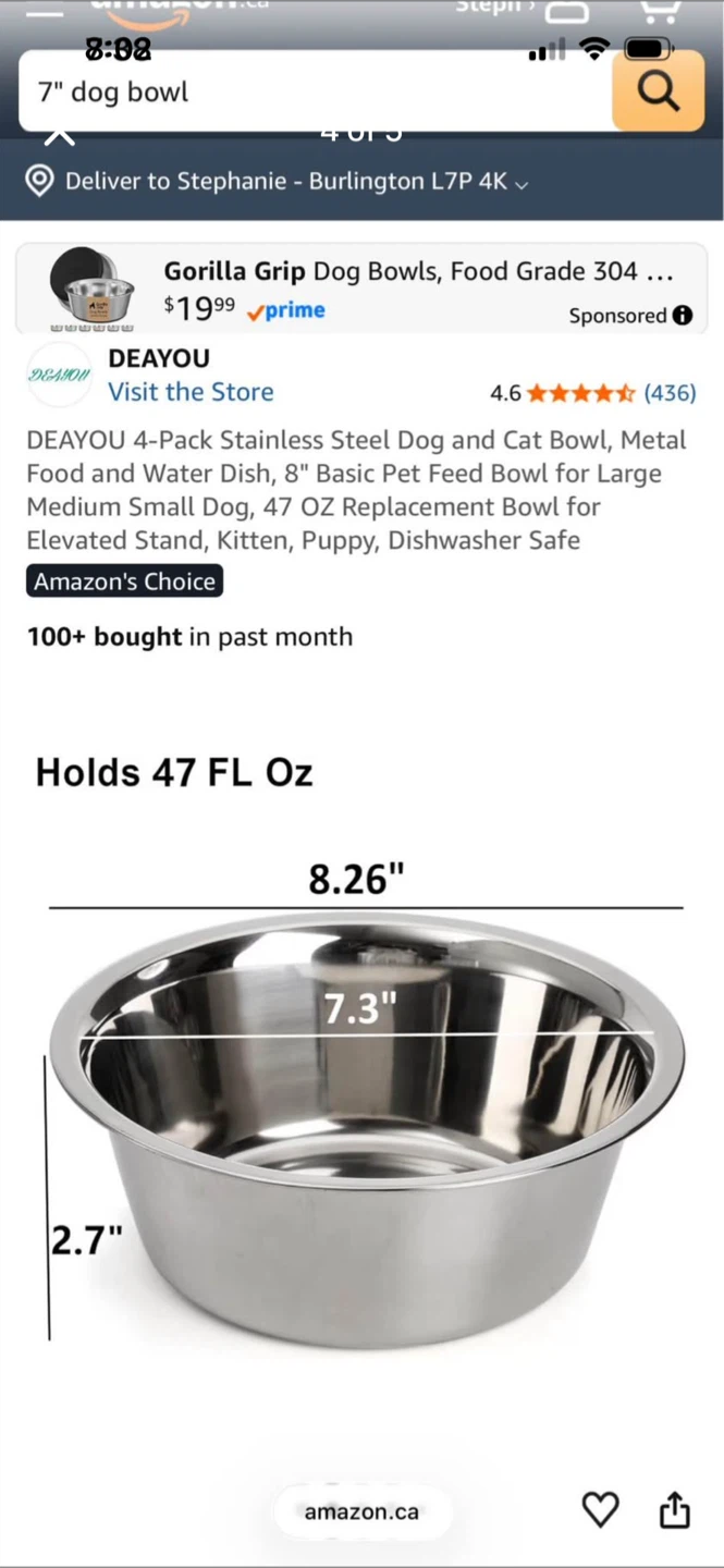 DEAYOU 4-Pack Stainless Steel Dog Bowls - photo 2