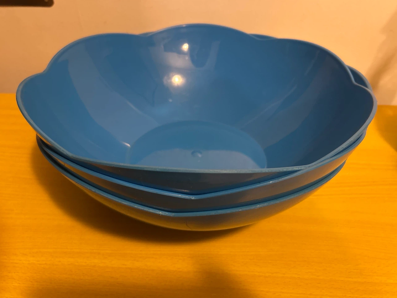 Blue Plastic Serving Bowls - Set of 3