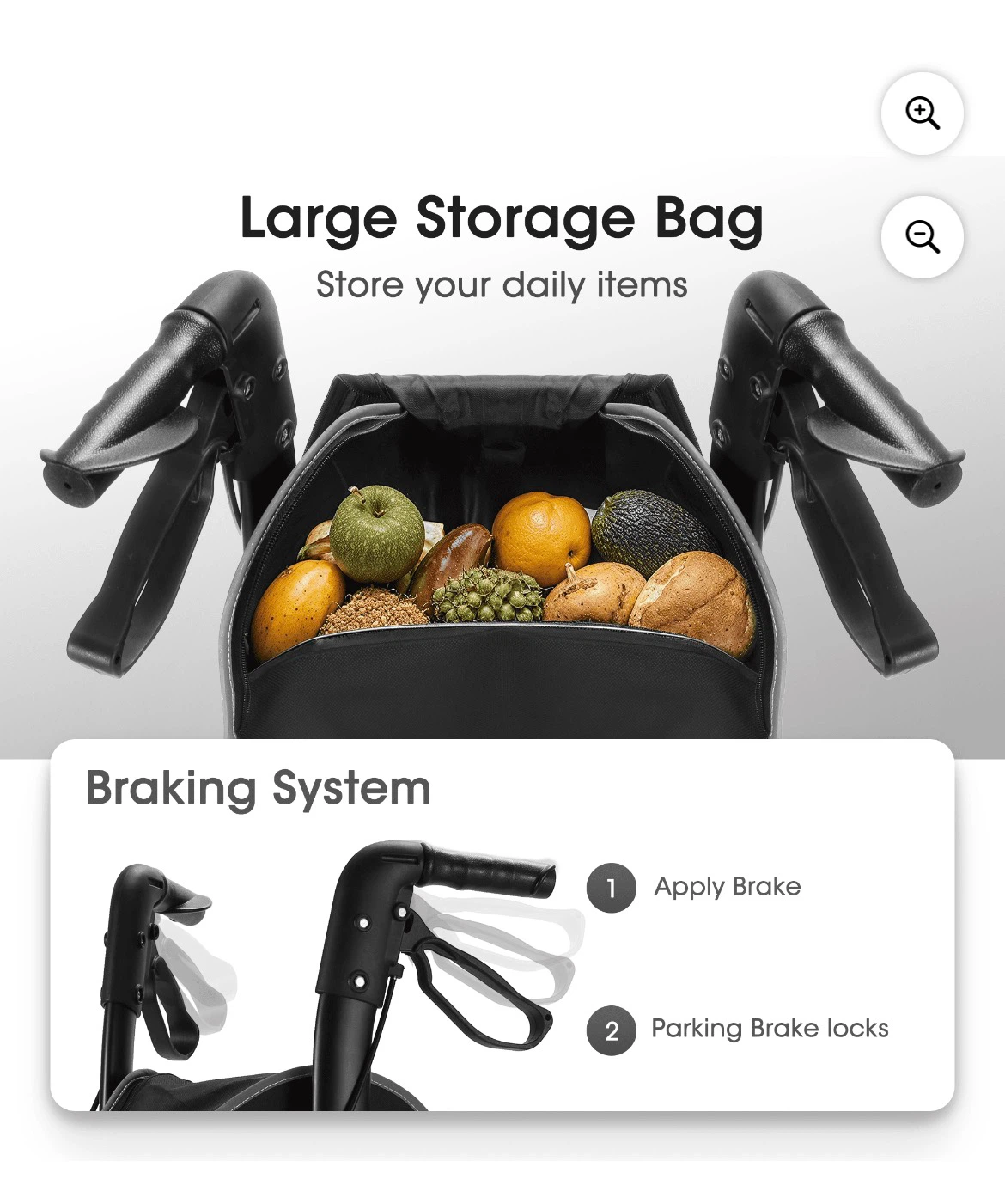 MaxKare 3-Wheel Walker with Seat and Storage Bag - photo 4