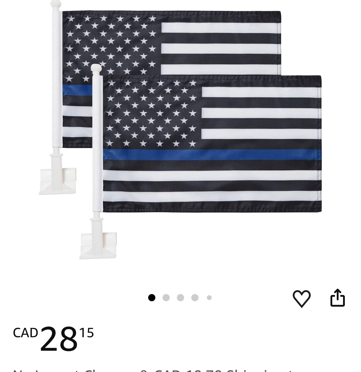2 Pack Thin Blue Line American Flags with Poles