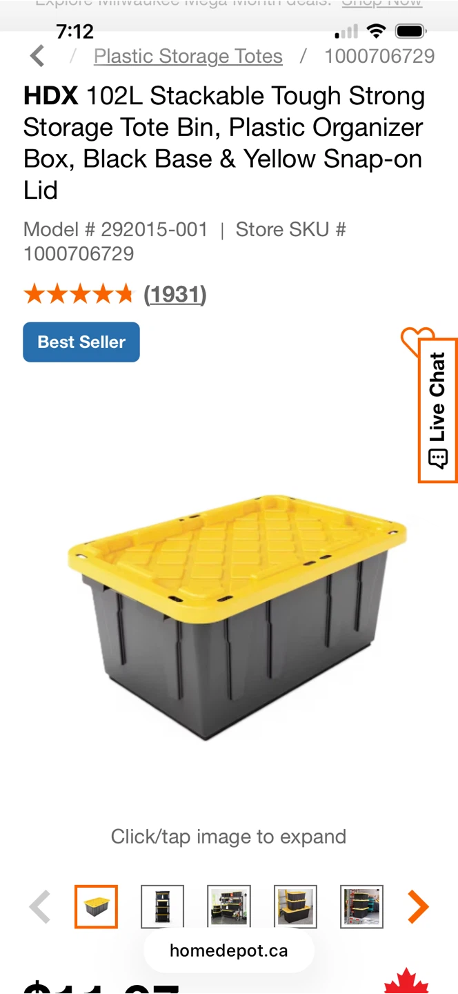 HDX 102L Tough Storage Tote Bin
