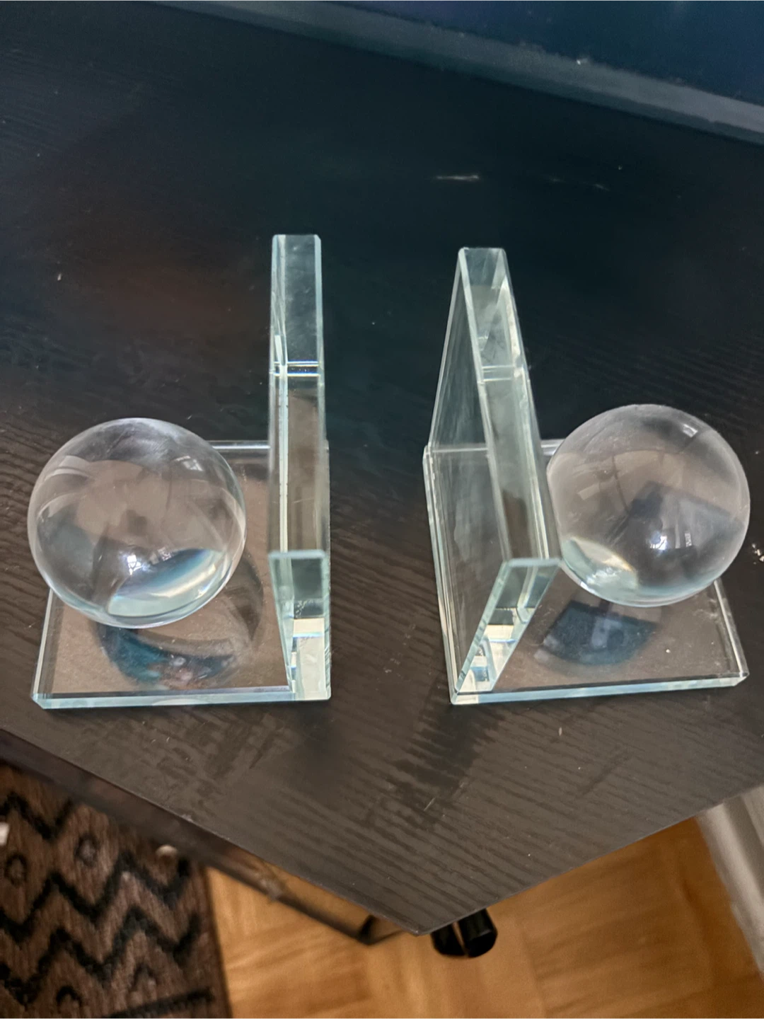 Glass Sphere Bookends Set