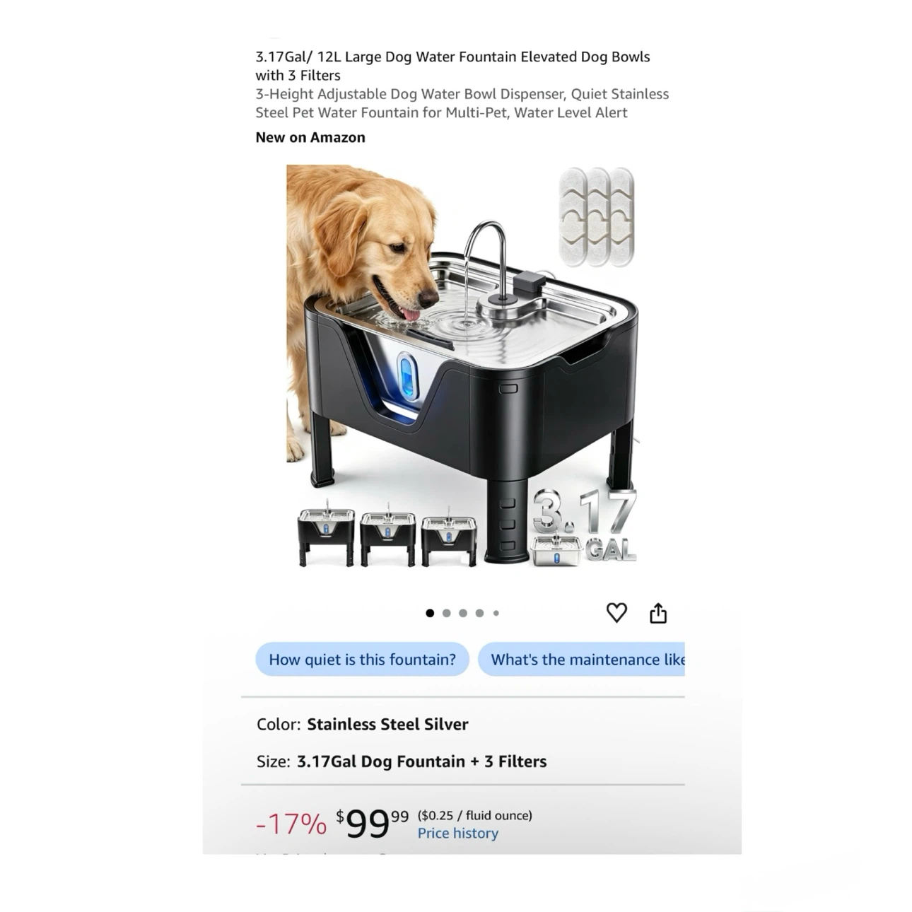 Brand new 3.17Gal/ 12L Large Dog Water Fountain