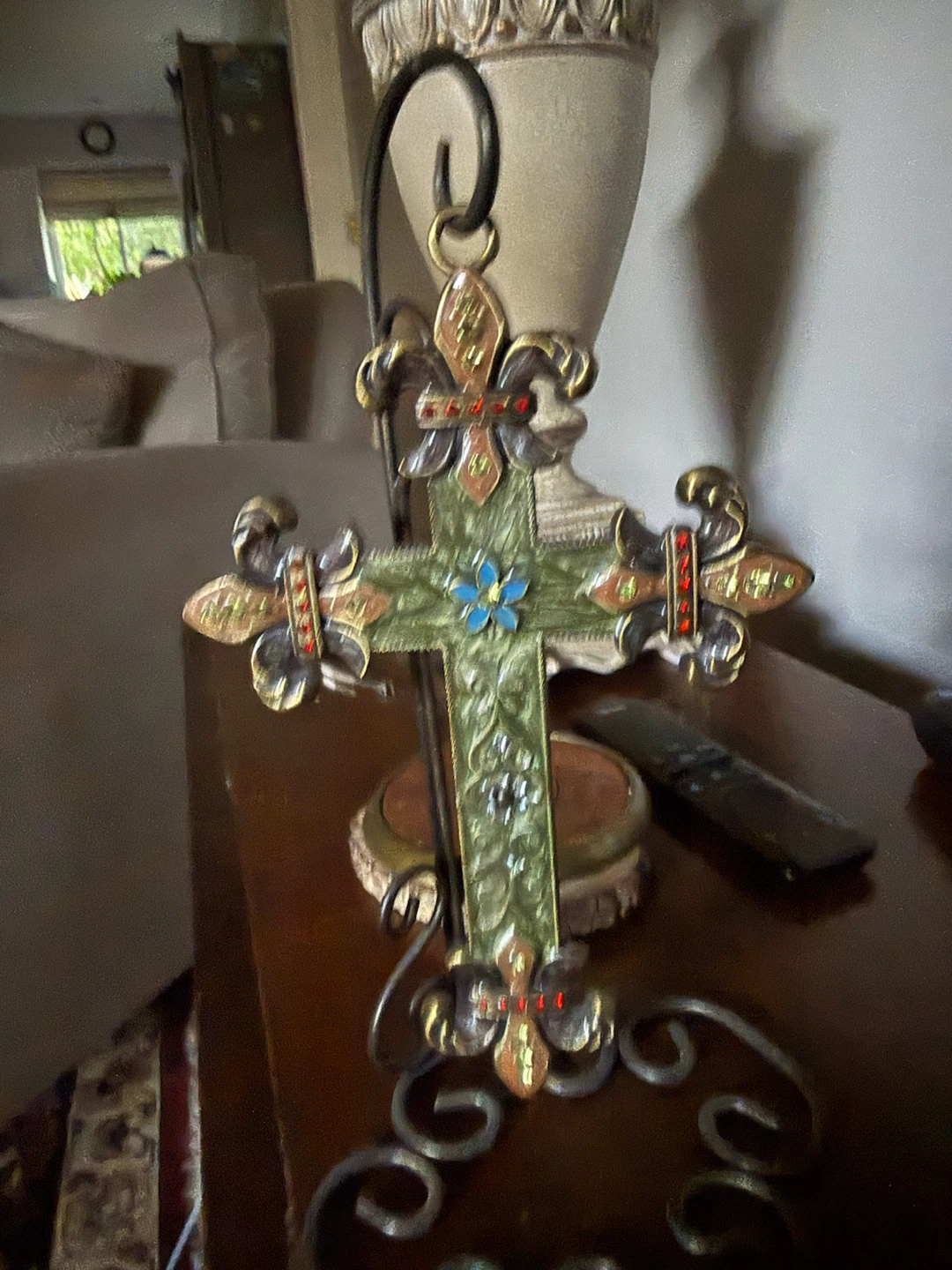 Decorative Cross with Fleur-de-lis Accents