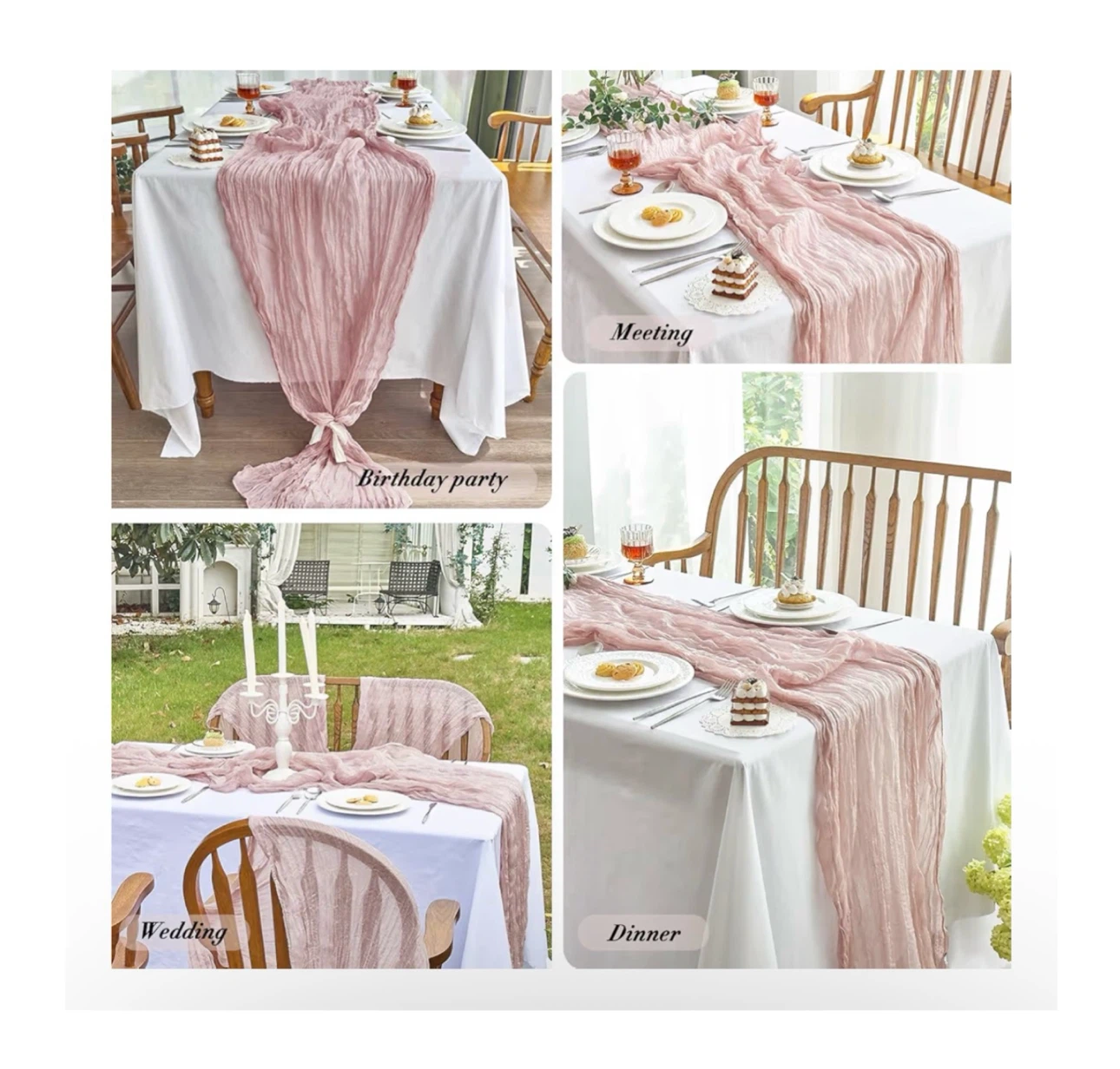 Brand new 2 Pcs 12”x35” Cheesecloth Table Runner - photo 4