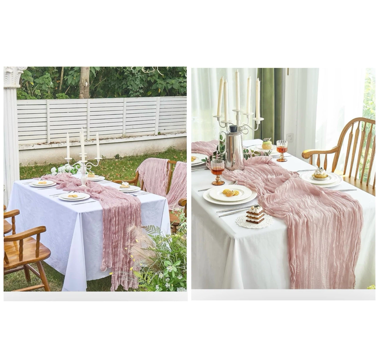 Brand new 2 Pcs 12”x35” Cheesecloth Table Runner - photo 5