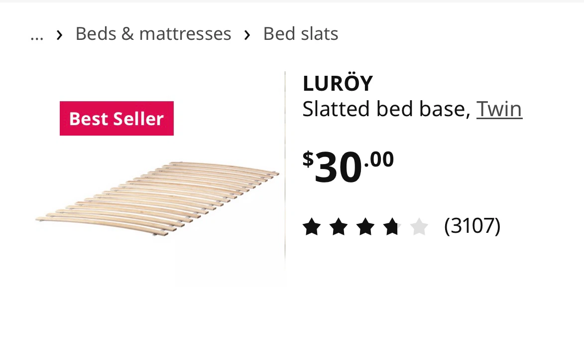 IKEA slatted bed base, Twin