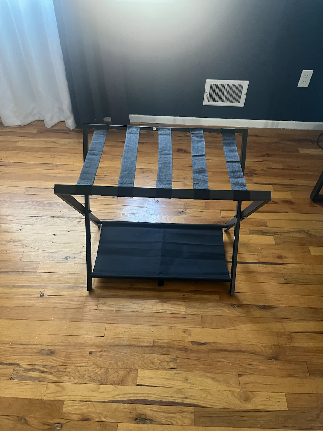Black Luggage Rack with Shelf