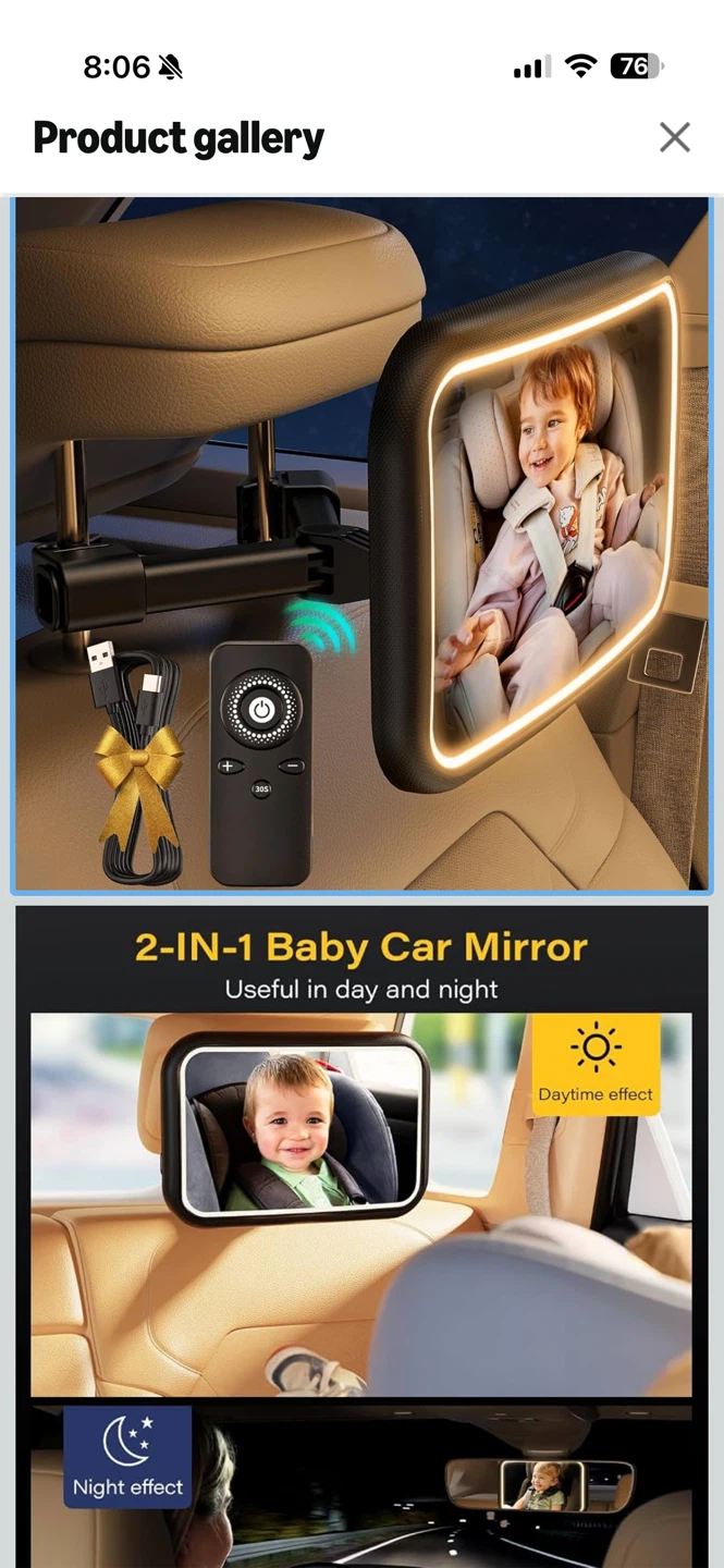 2-in-1 Baby Car Mirror with Light - photo 5