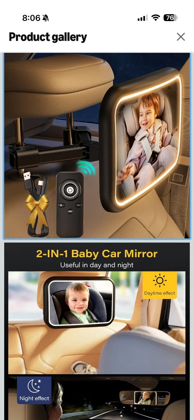 2-in-1 Baby Car Mirror with Light - photo 5