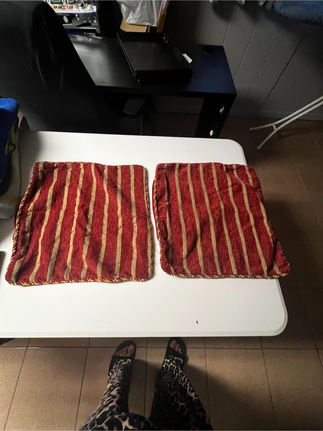 2 Red Striped Pillow Covers