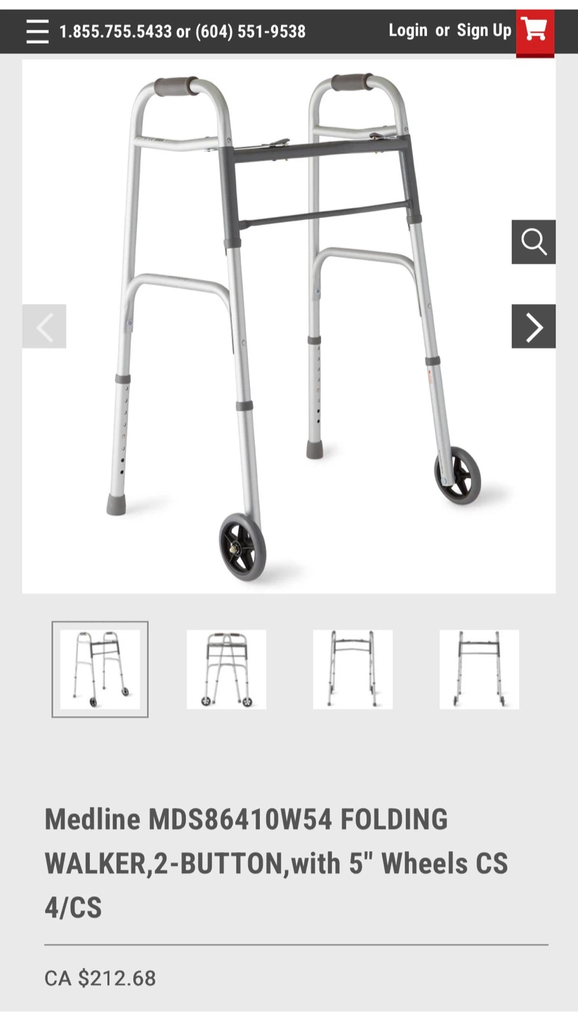 Medline Folding Walker with 5 inch wheels - photo 5