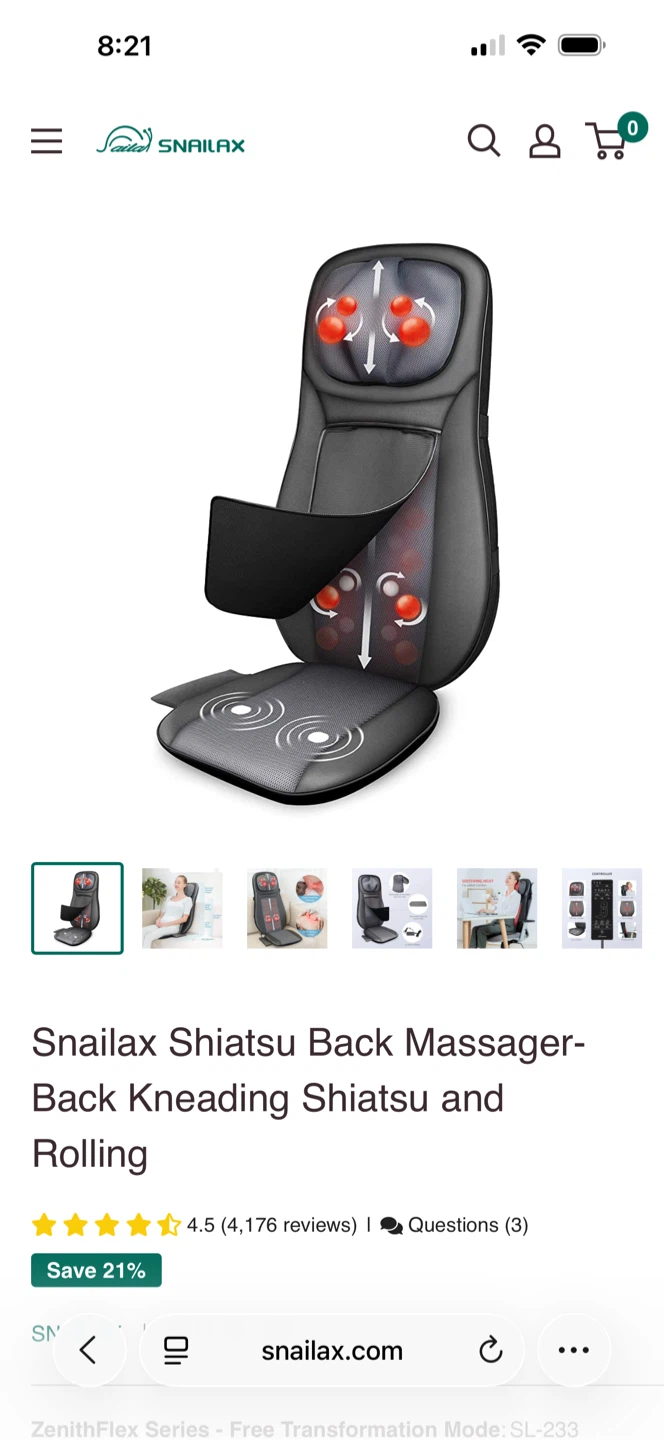 Snailax Shiatsu Back Massager
