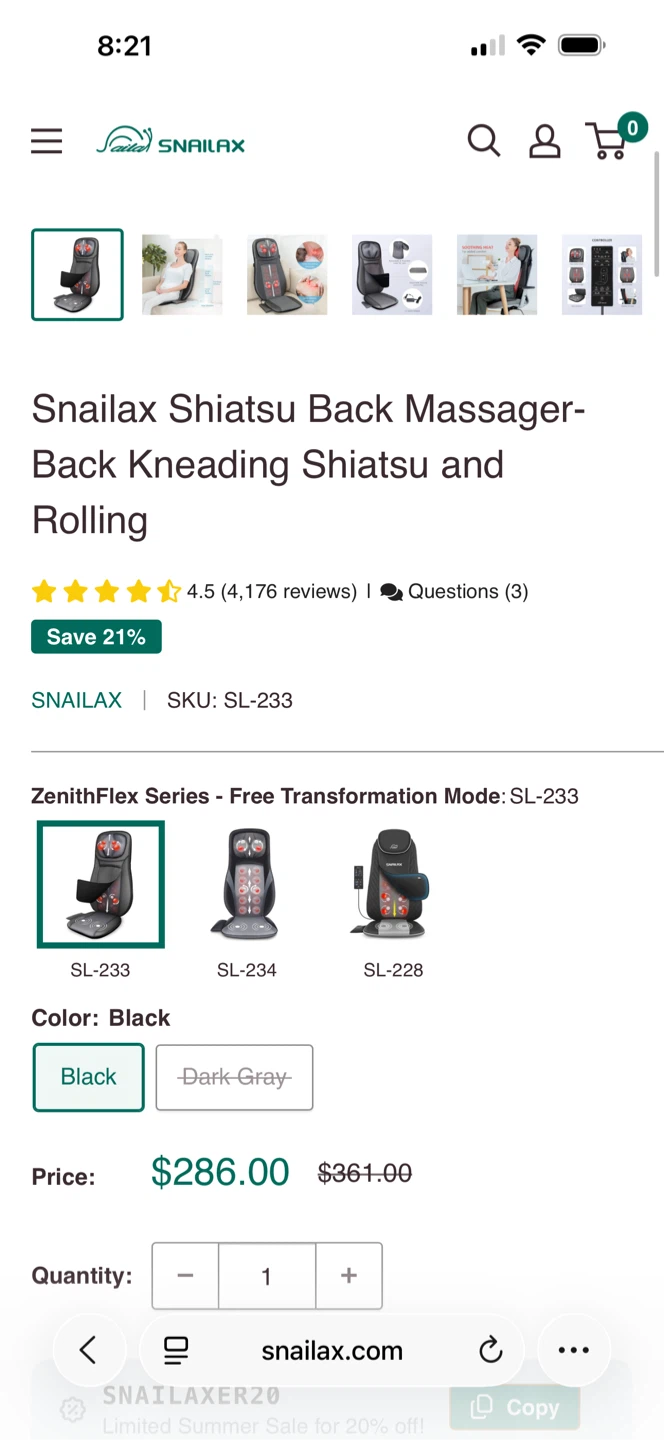 Snailax Shiatsu Back Massager - photo 2