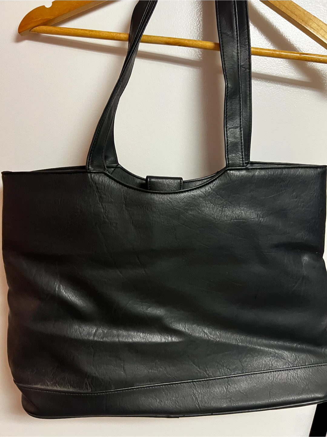 Black Faux Leather Tote Bag - photo 2
