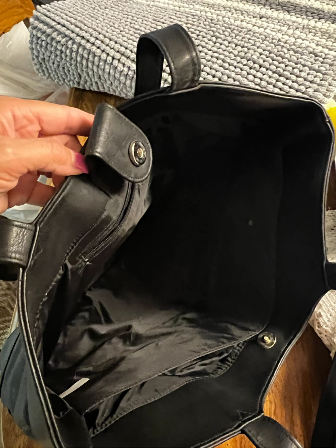 Black Faux Leather Tote Bag - photo 5