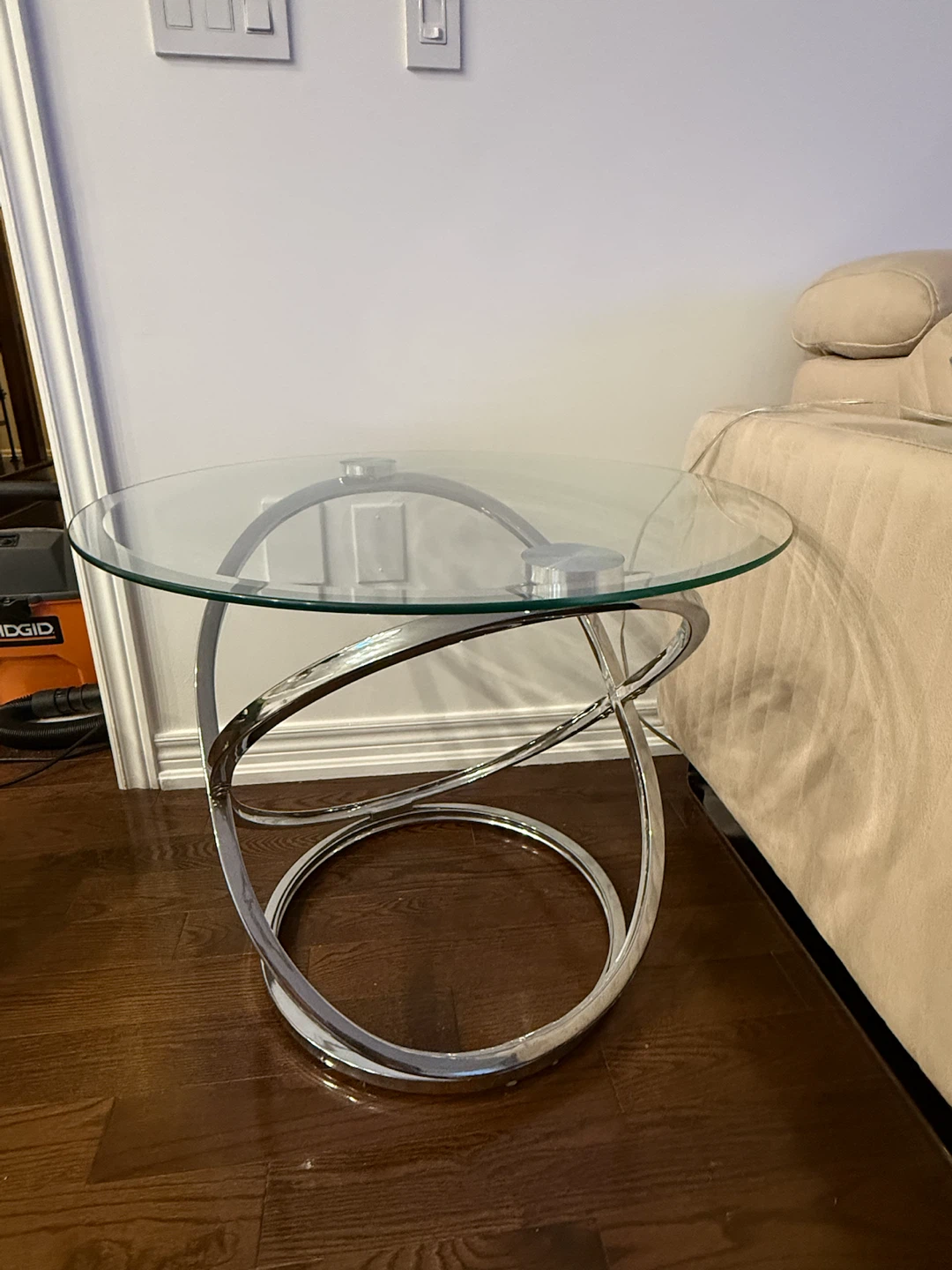 Glass and Chrome Swirl Coffee and End Table Set - photo 3