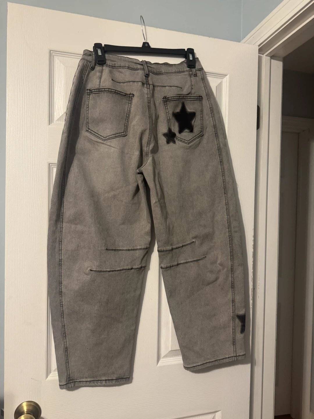 ChouYatou Women's Grey Star Print Jeans Size M