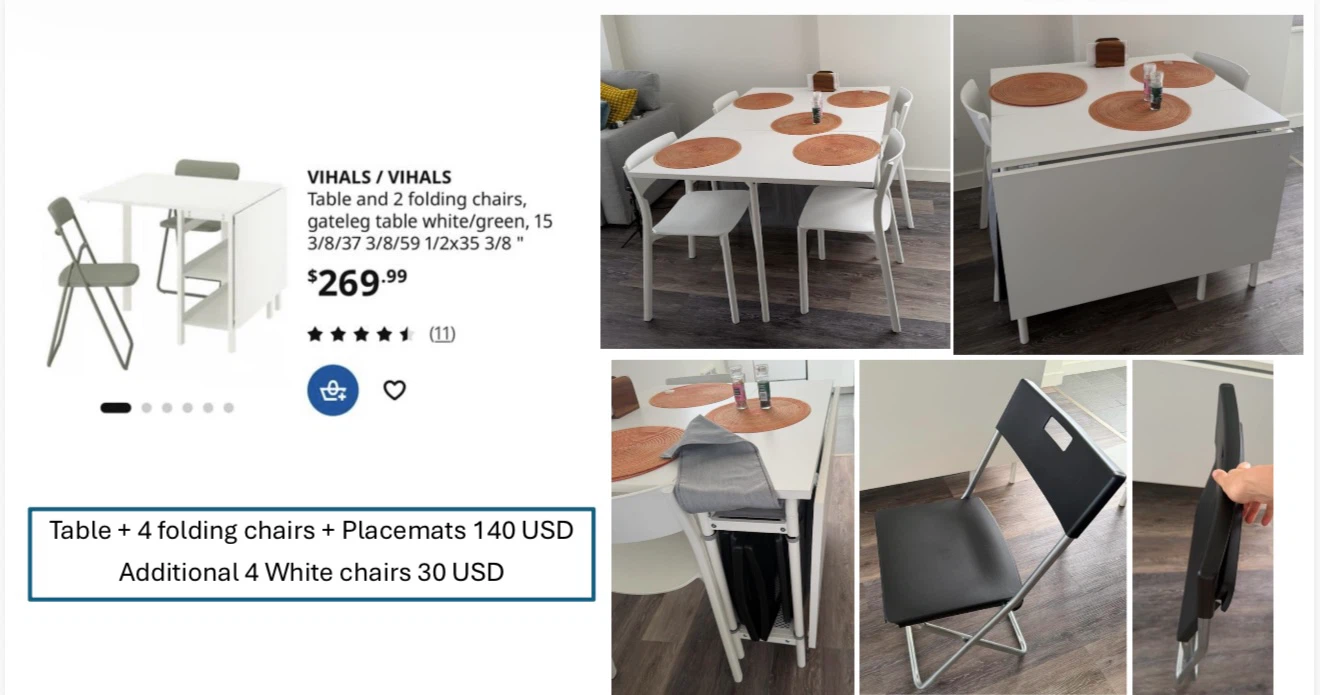 IKEA VIHALS Gateleg Table with 8 Chairs