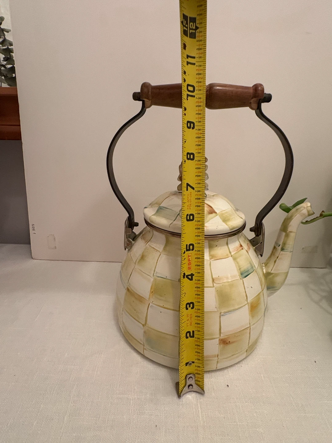 MacKenzie-Childs Parchment Check Tea Kettle Decorative Use - photo 3