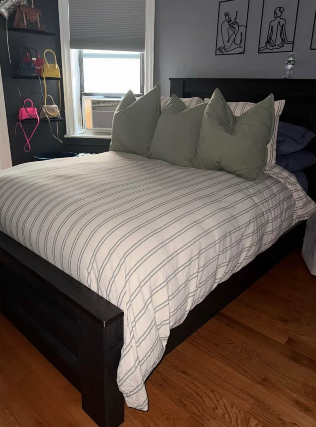 Dark Grey Wood Platform Bed Frame
