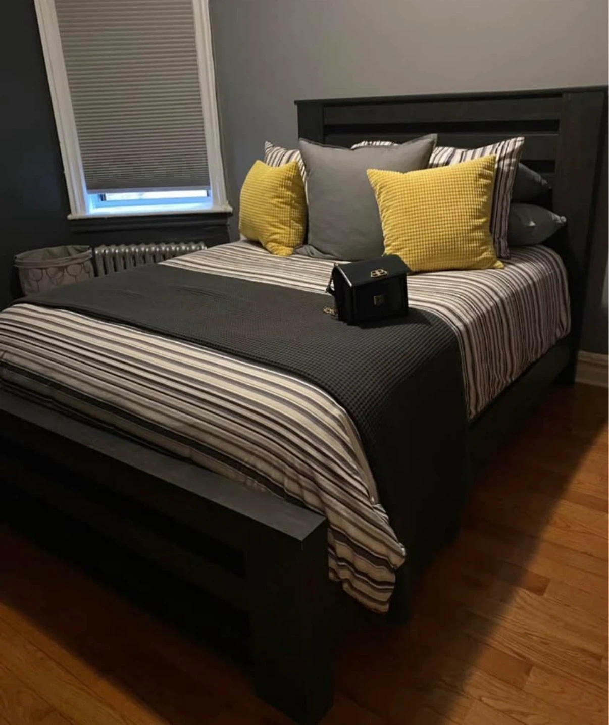 Dark Grey Wood Platform Bed Frame - photo 4