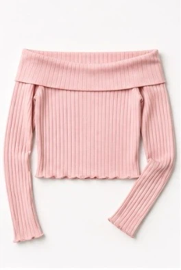 Pink Ribbed Long Sleeve Top