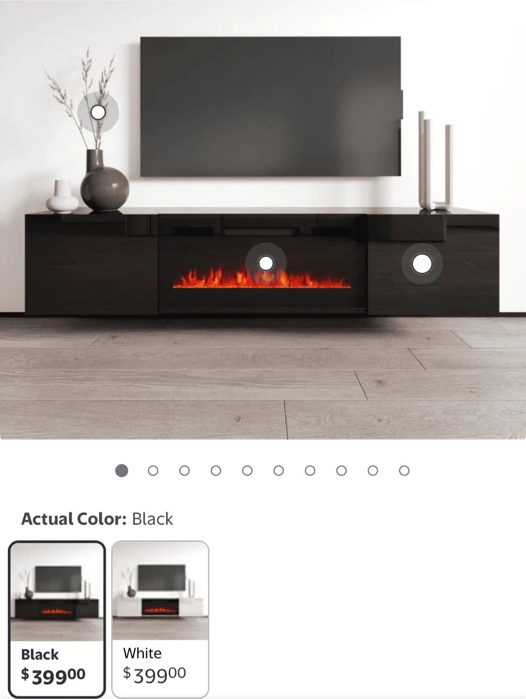 Black Electric Fireplace Media Console