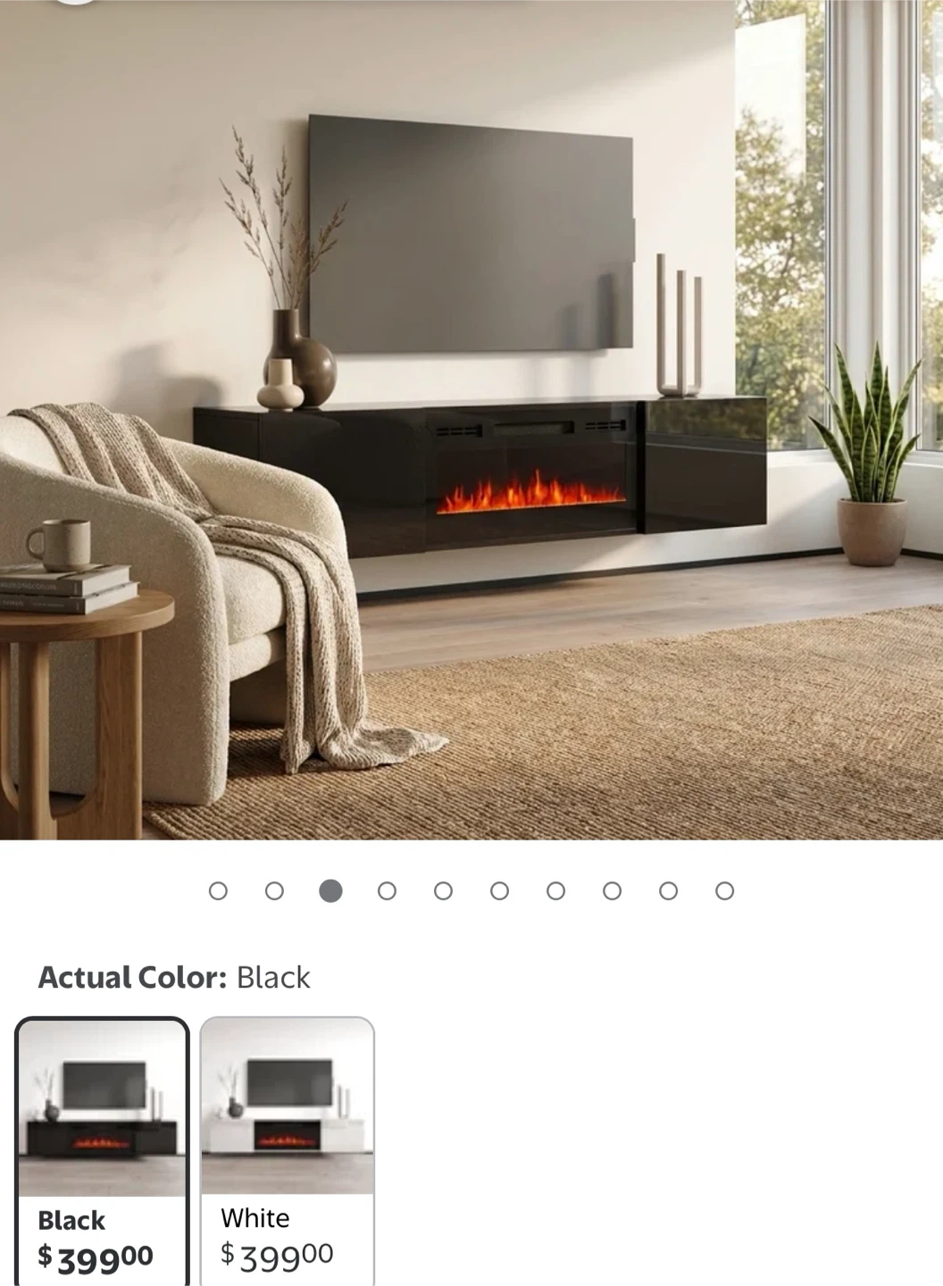 Black Electric Fireplace Media Console - photo 2