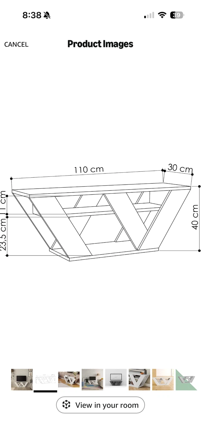 White Geometric TV Stand Console