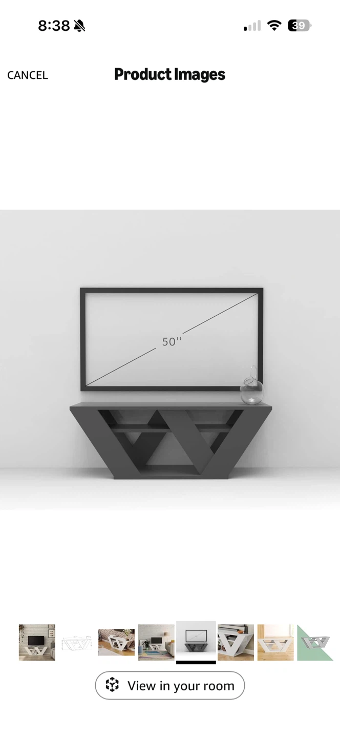 White Geometric TV Stand Console - photo 3