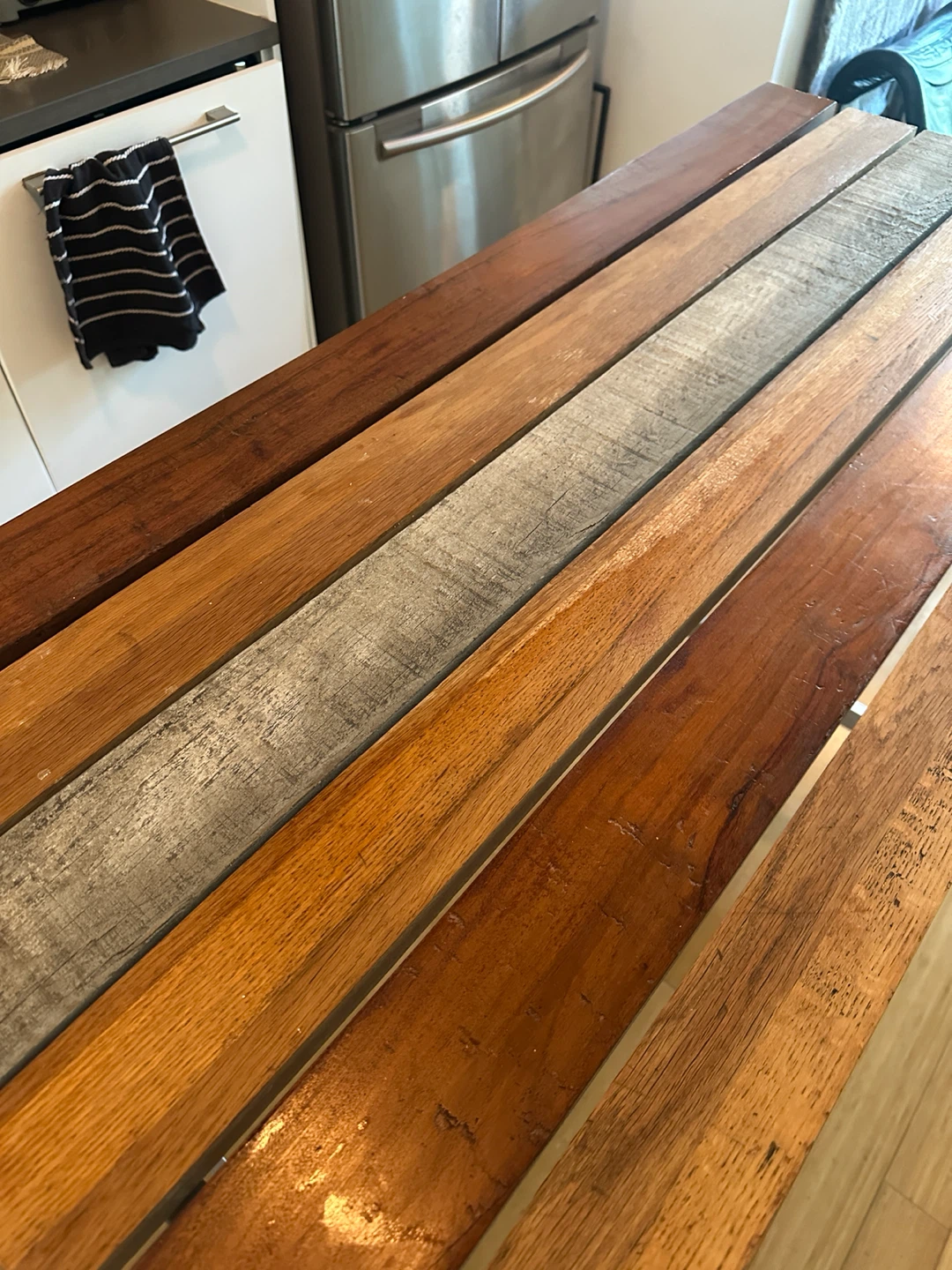 KITCHEN ISLAND BAR HEIGHT TABLE VINTAGE RECLAIMED WOOD SS STEEL - photo 4
