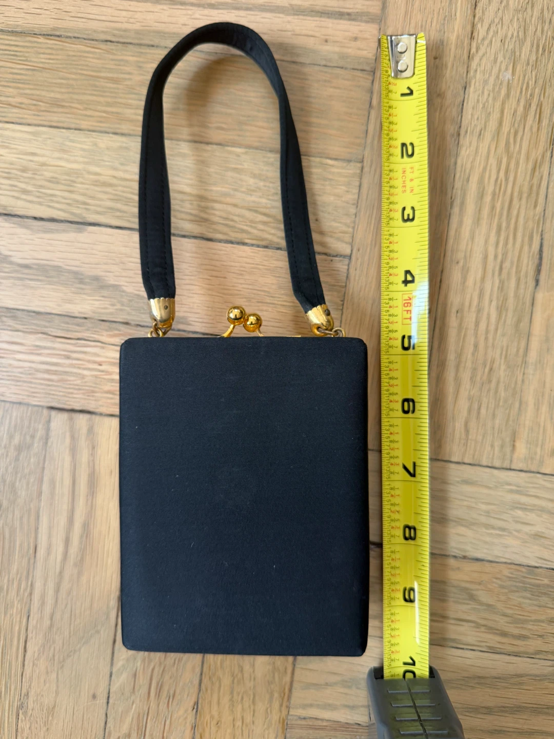 Vintage Silk Black Evening Clutch Purse with Mirror - photo 3