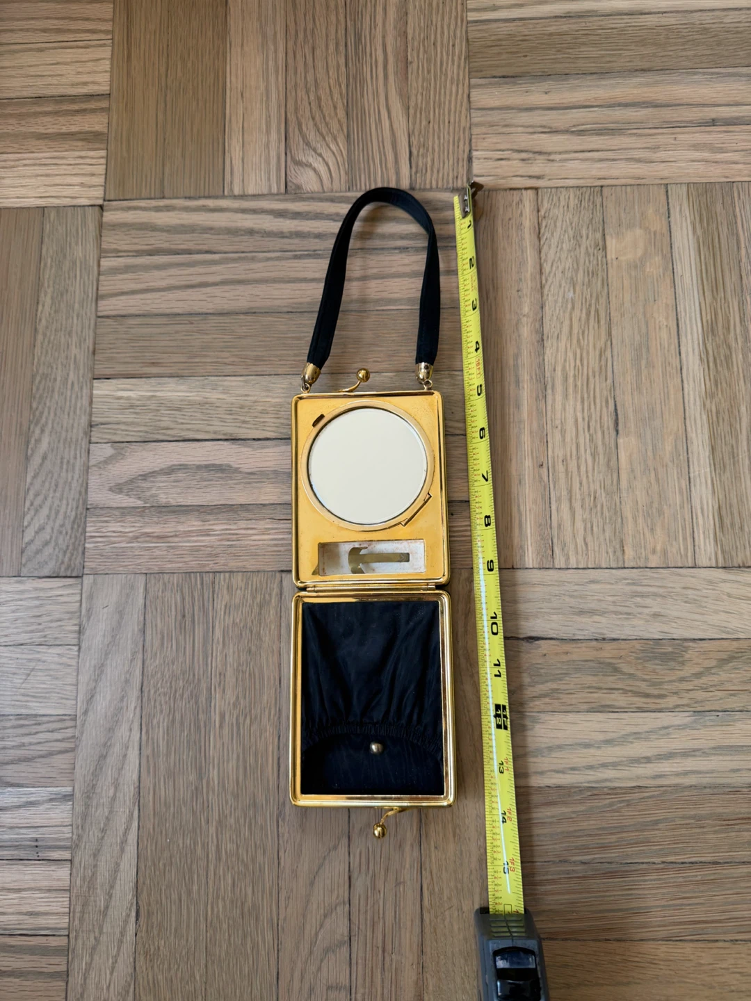 Vintage Silk Black Evening Clutch Purse with Mirror - photo 4
