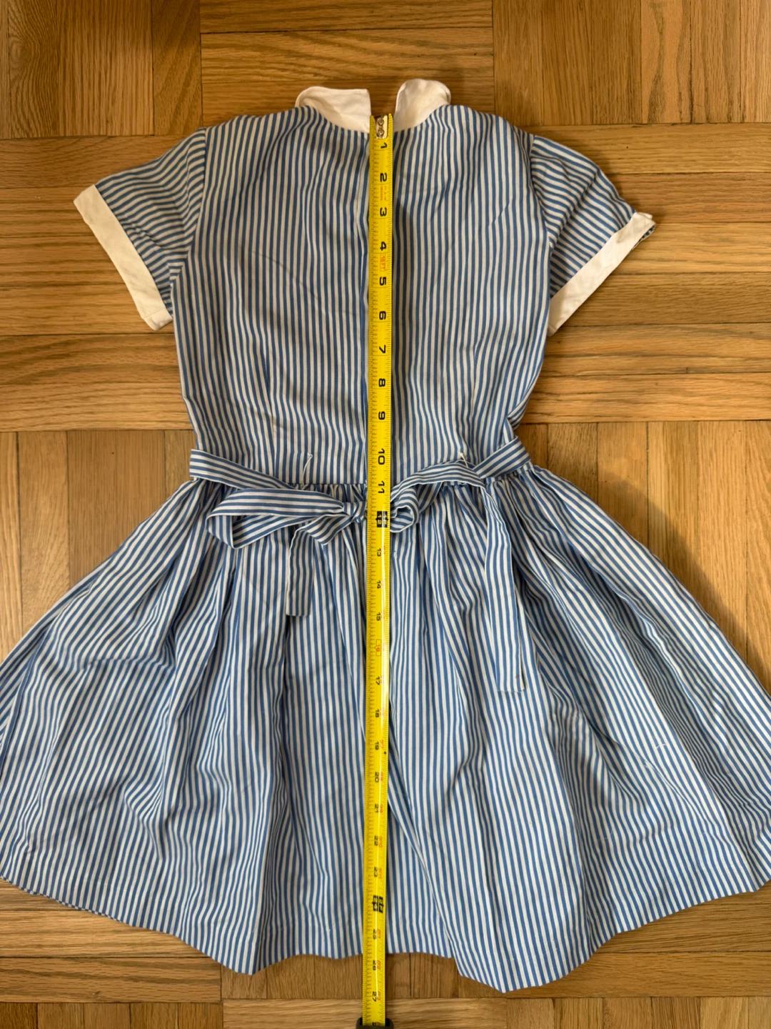 Blue Stripe Dress with Red Cherry and Flower Embroidery - photo 2