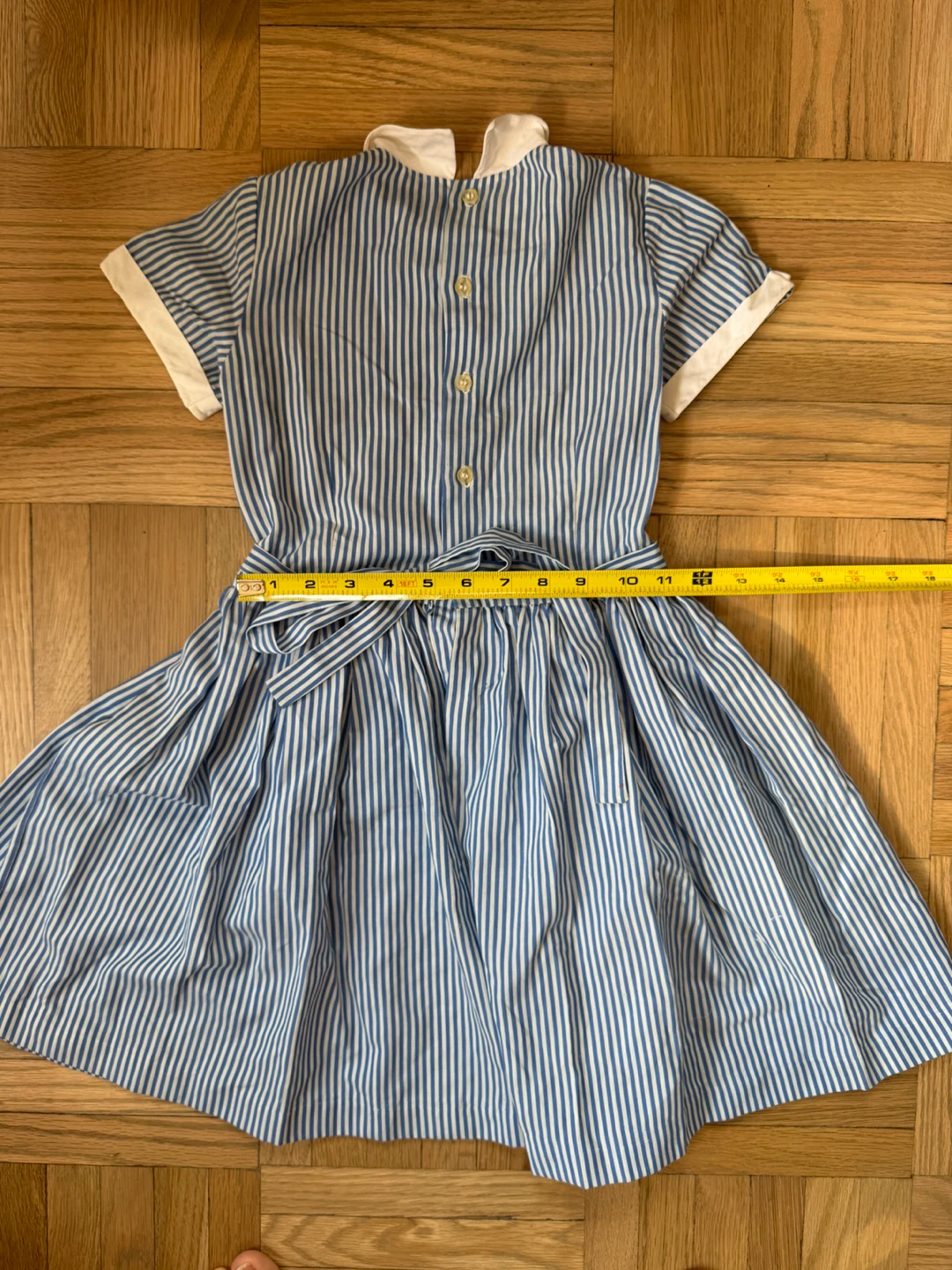 Blue Stripe Dress with Red Cherry and Flower Embroidery - photo 3