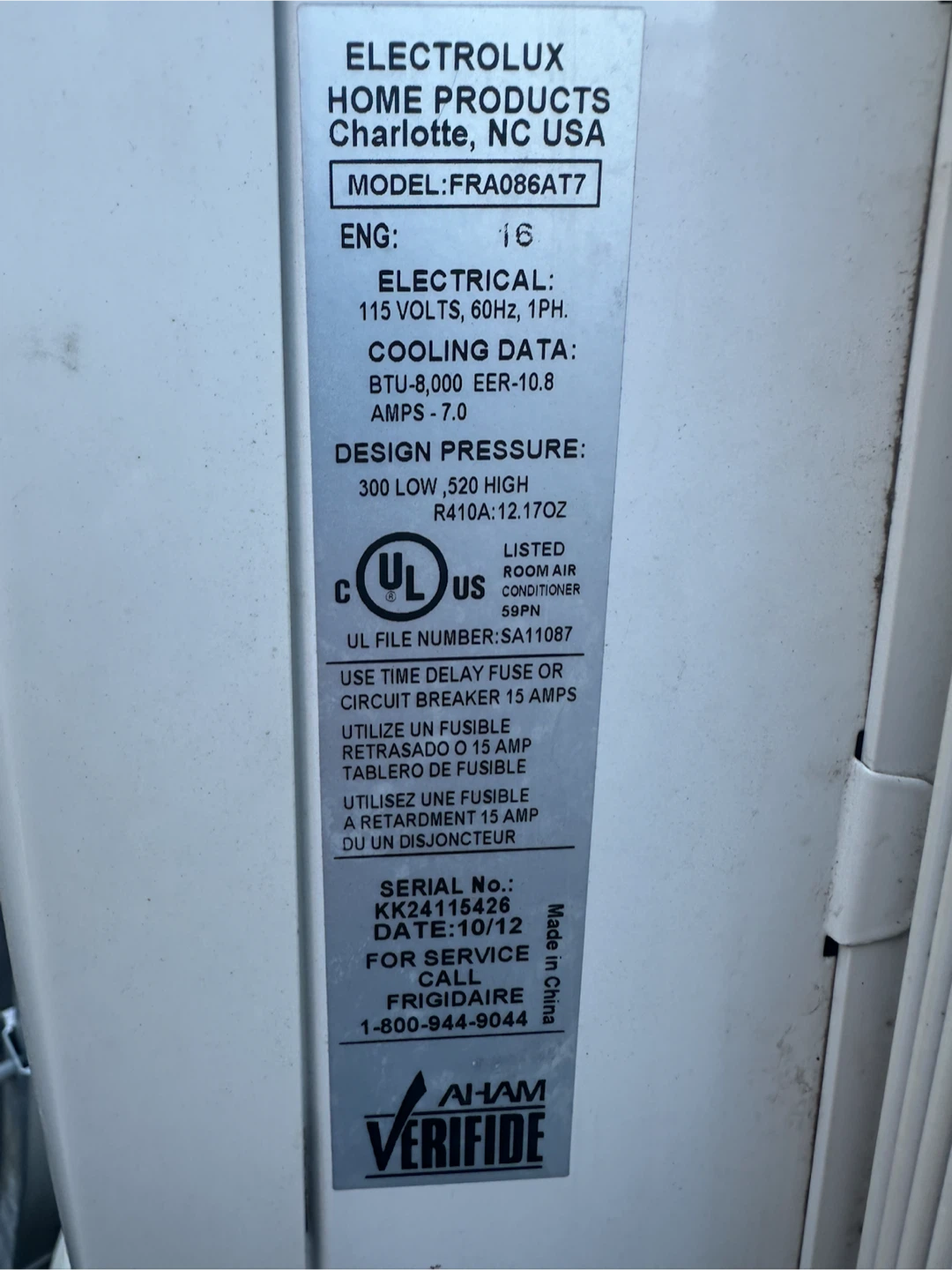 Electrolux Window Air Conditioner - photo 2