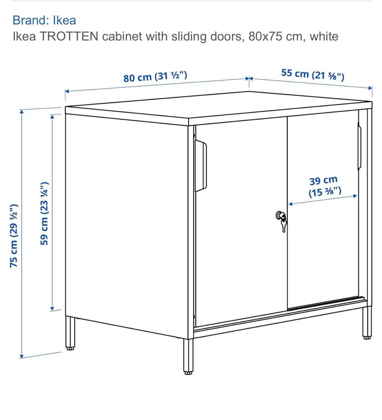 IKEA TROTTEN cabinet with sliding doors - white - photo 2