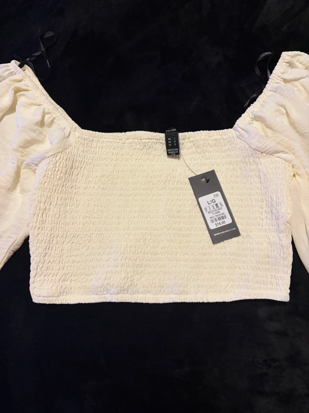 Forever 21 Cream Smocked Cropped Top - photo 3