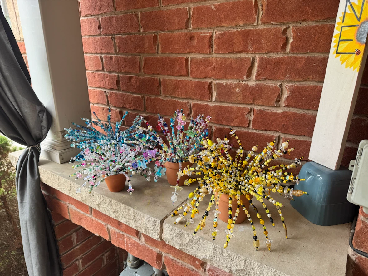 Handmade potted bead ferns
