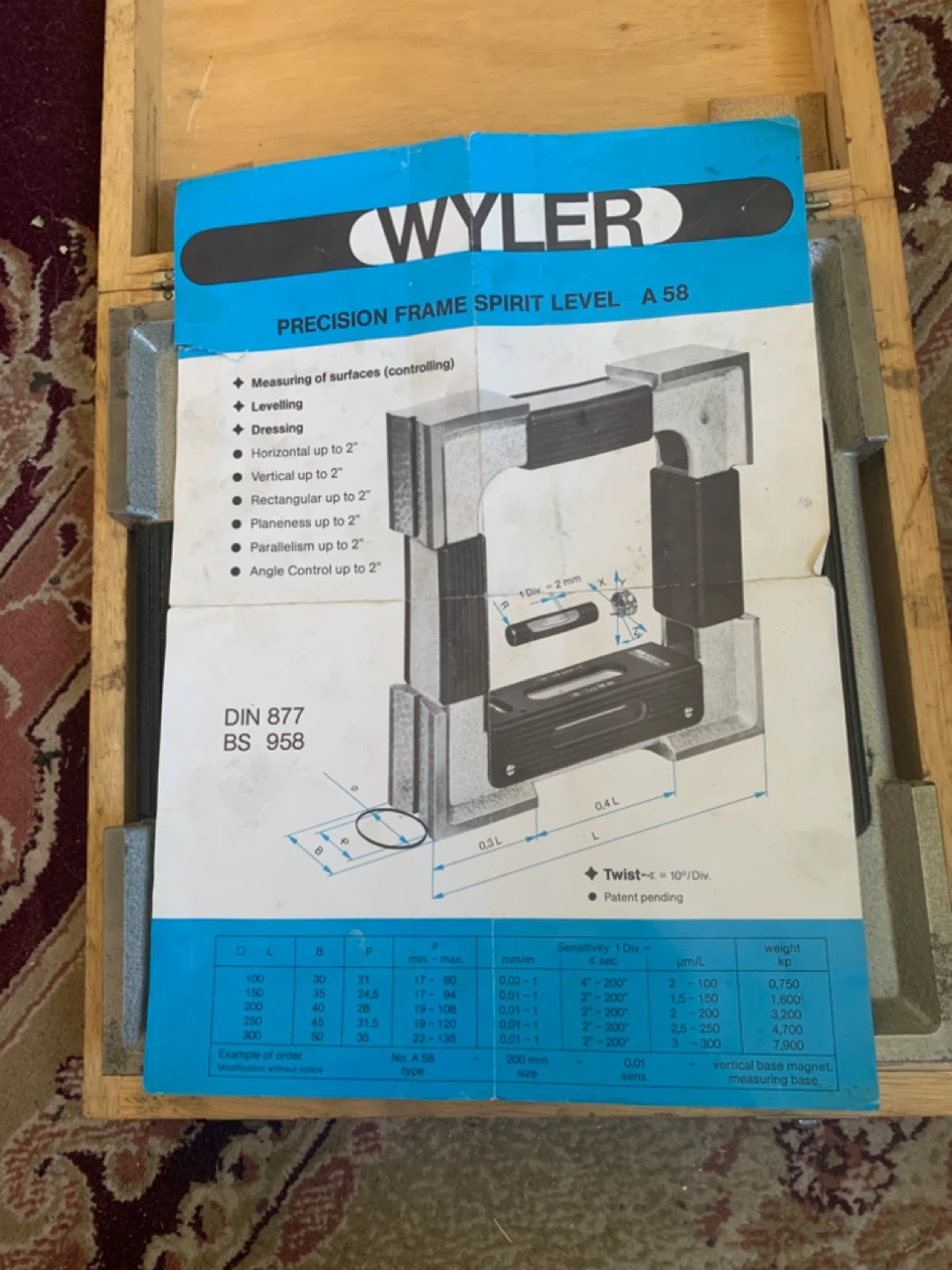 Wyler Precision Frame Spirit Level A58 - photo 4