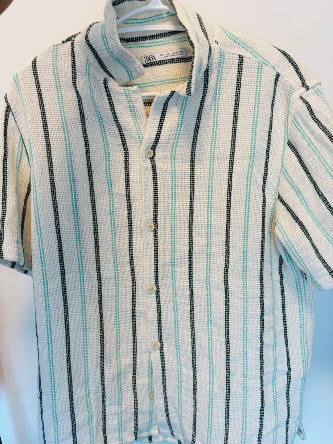 ZARA Striped Short Sleeve Button-Up Shirt