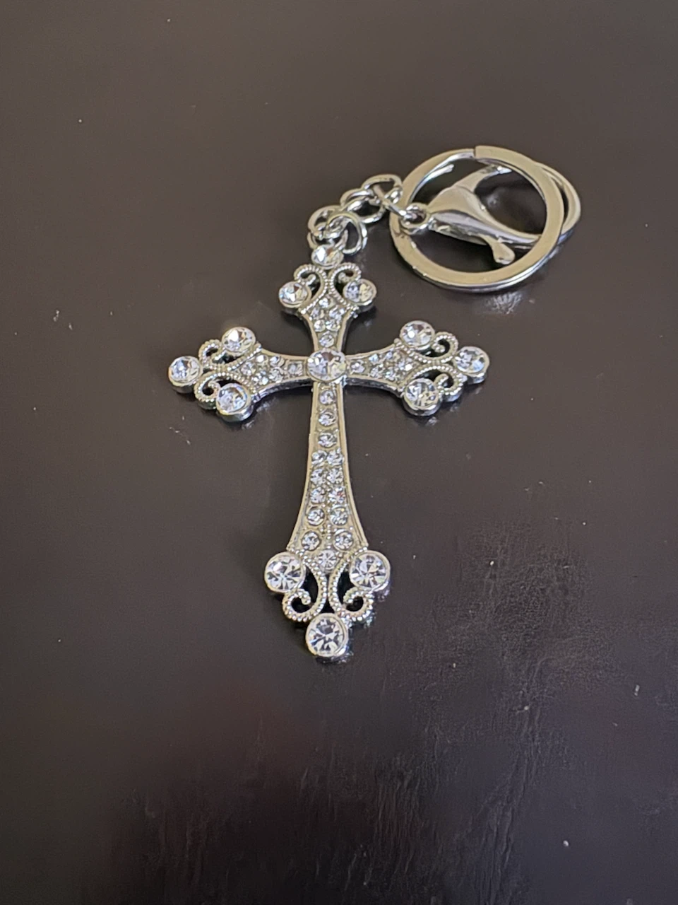 Rhinestone Cross Keychain