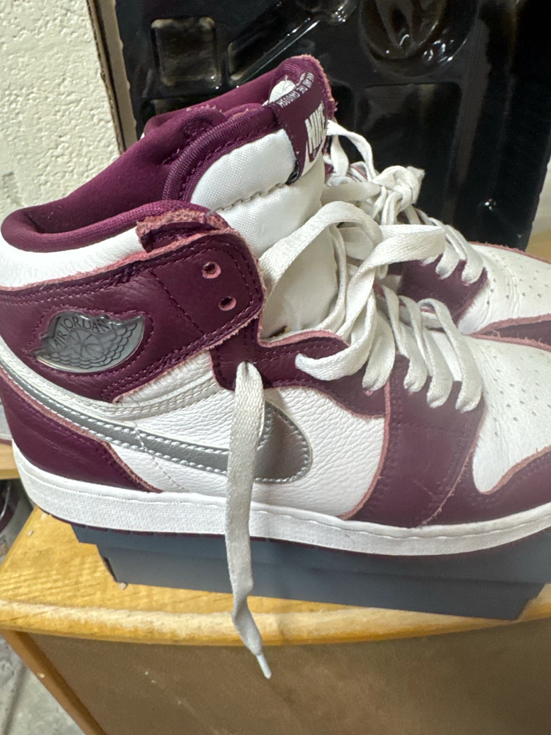 Nike Air Jordan 1 High Sneakers - Burgundy/White - photo 2