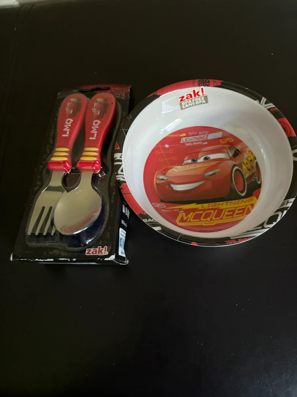 Disney Cars Lightning McQueen Bowl and Zak! Kids Flatware Set