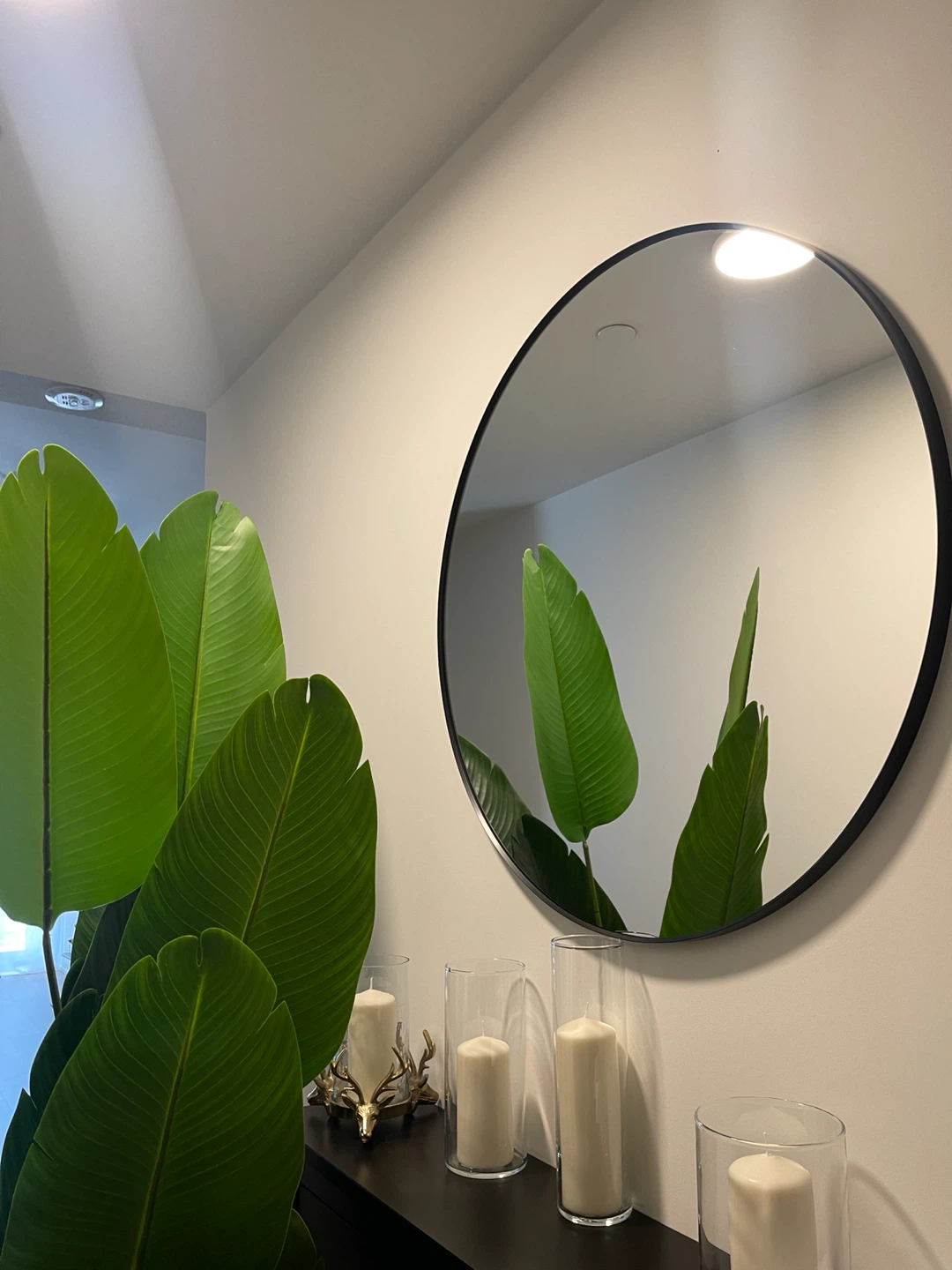 Round Black Framed Mirror