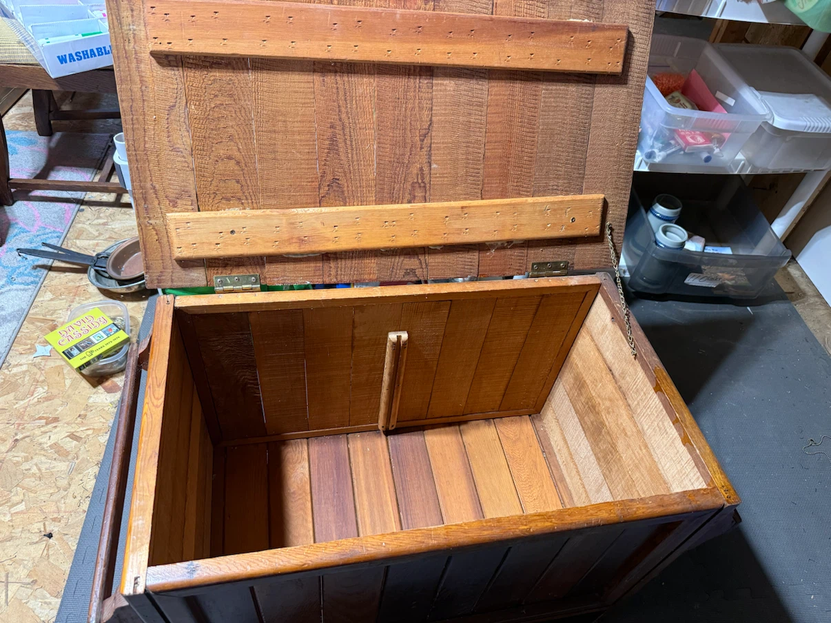 Vintage Wooden Storage Chest Trunk