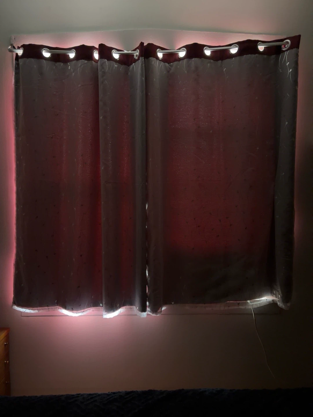Red and Silver Blackout Grommet Curtains – 46” x 64” – $25
