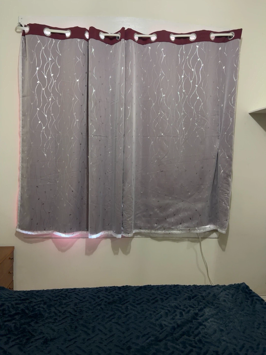 Red and Silver Blackout Grommet Curtains – 46” x 64” – $25 - photo 3