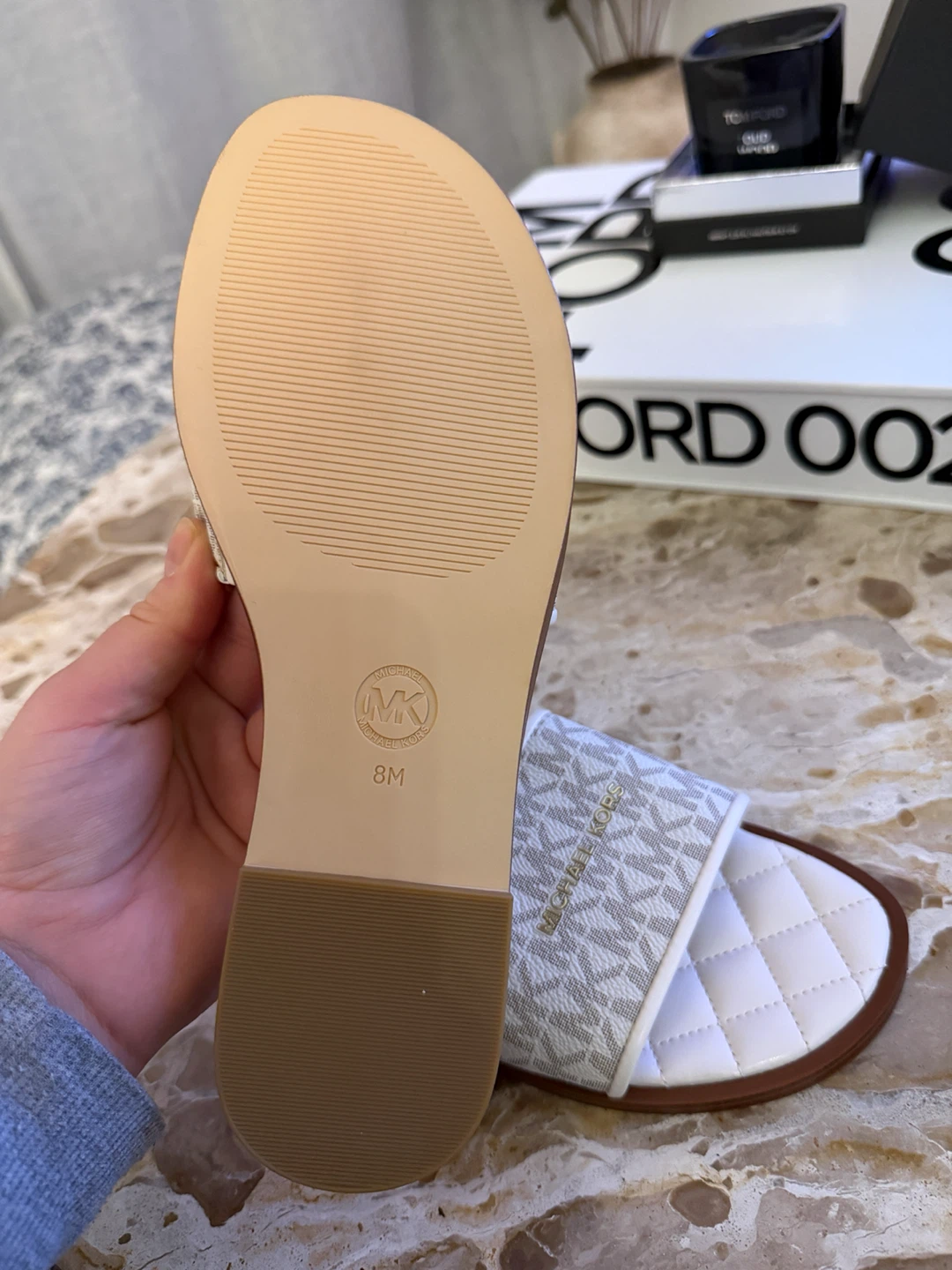 Michael Kors MK Logo Quilted Slides,Size:8 - photo 2